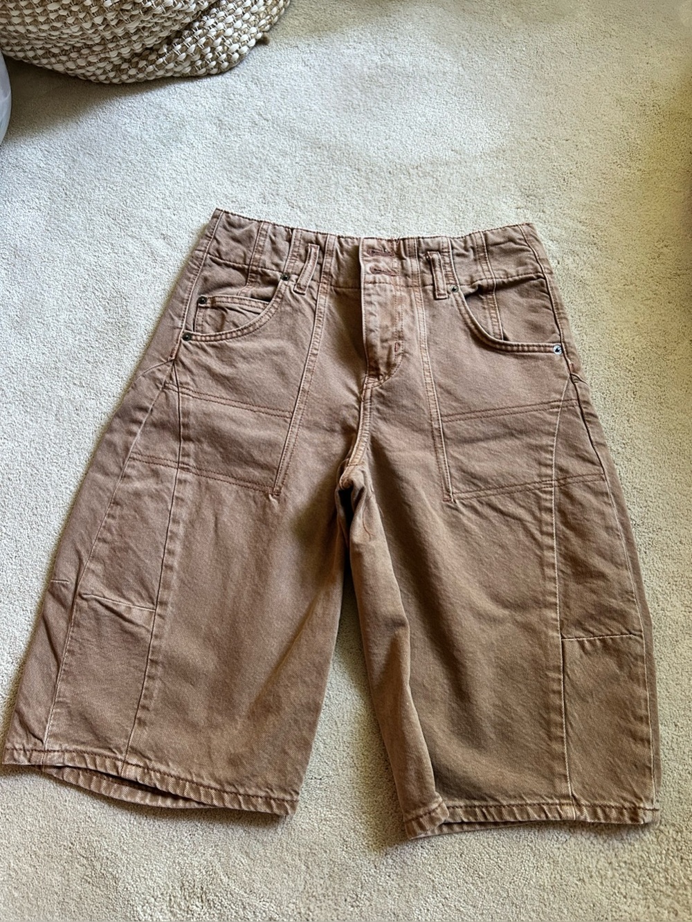 Free People Brown Cargo Bermuda Shorts